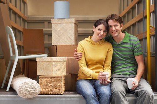 Packed boxes and furniture ready for house removals in Northockendon
