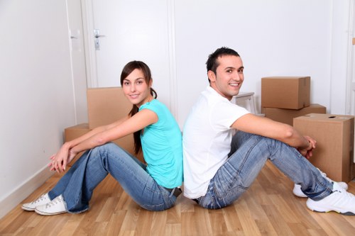 Office relocation planning in Northockendon with boxes and workplace equipment