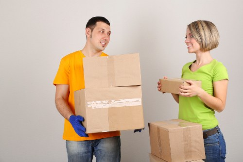 Customer following safety rules near a storage unit